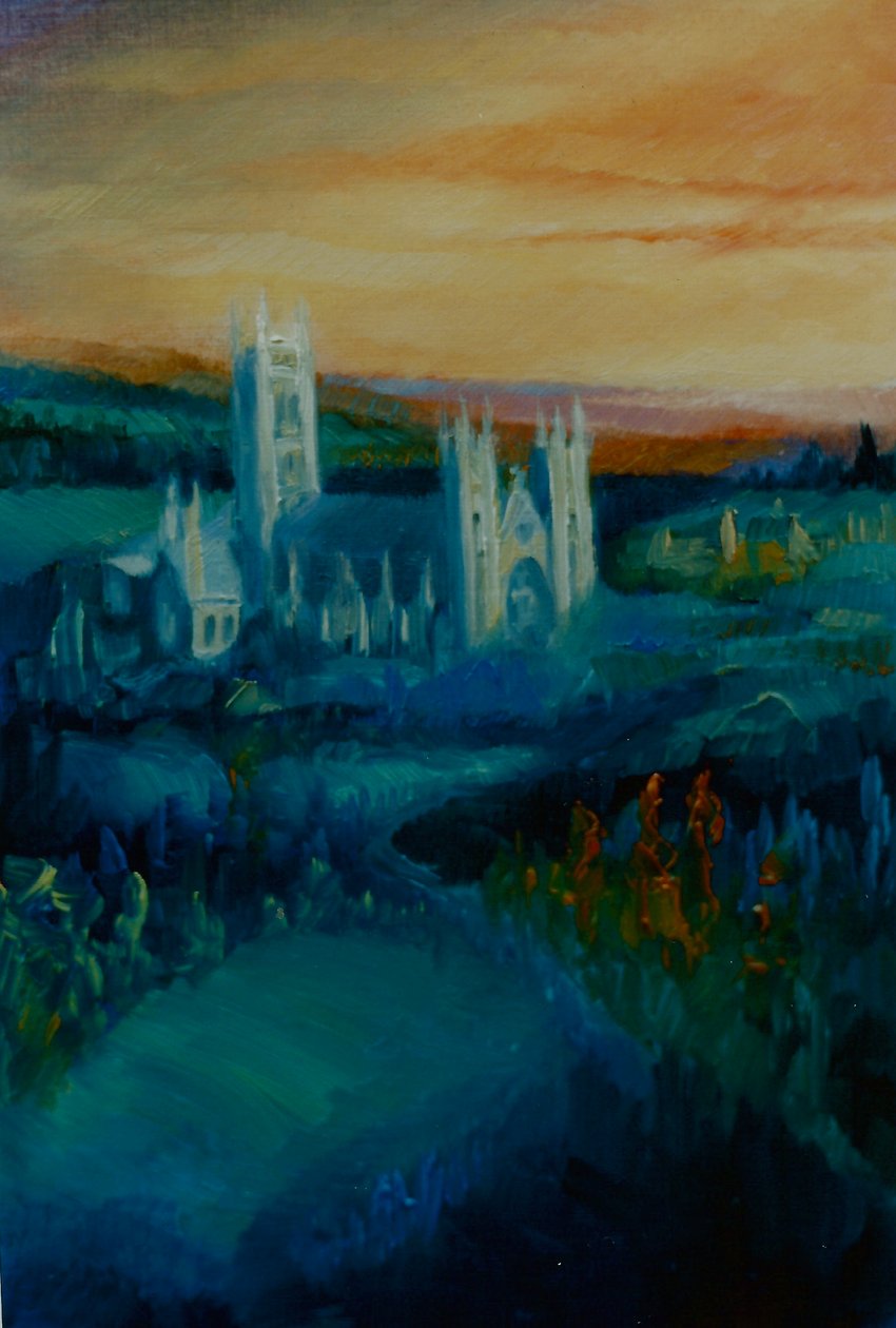 Canterbury Katedrali, 2000 (kağıt üzerine yağlı boya) by Lee Campbell