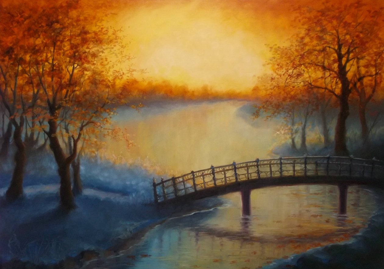Golden Pond 2012 (keten üzerine yağ) Manzara by Lee Campbell
