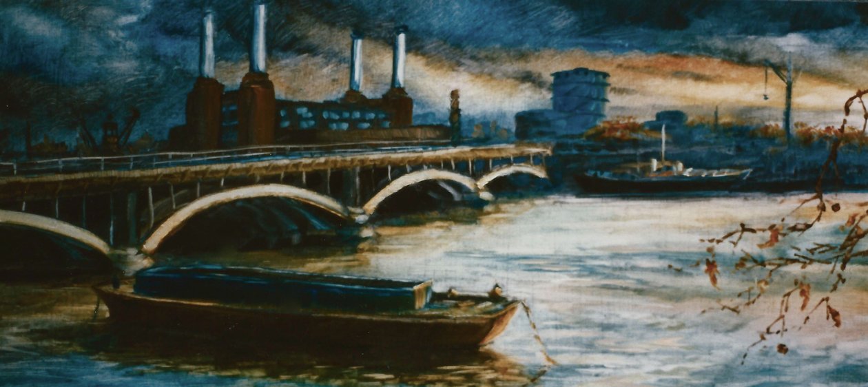 Thames Lighter Boat, 2000 (kağıt üzerine yağlı boya) by Lee Campbell