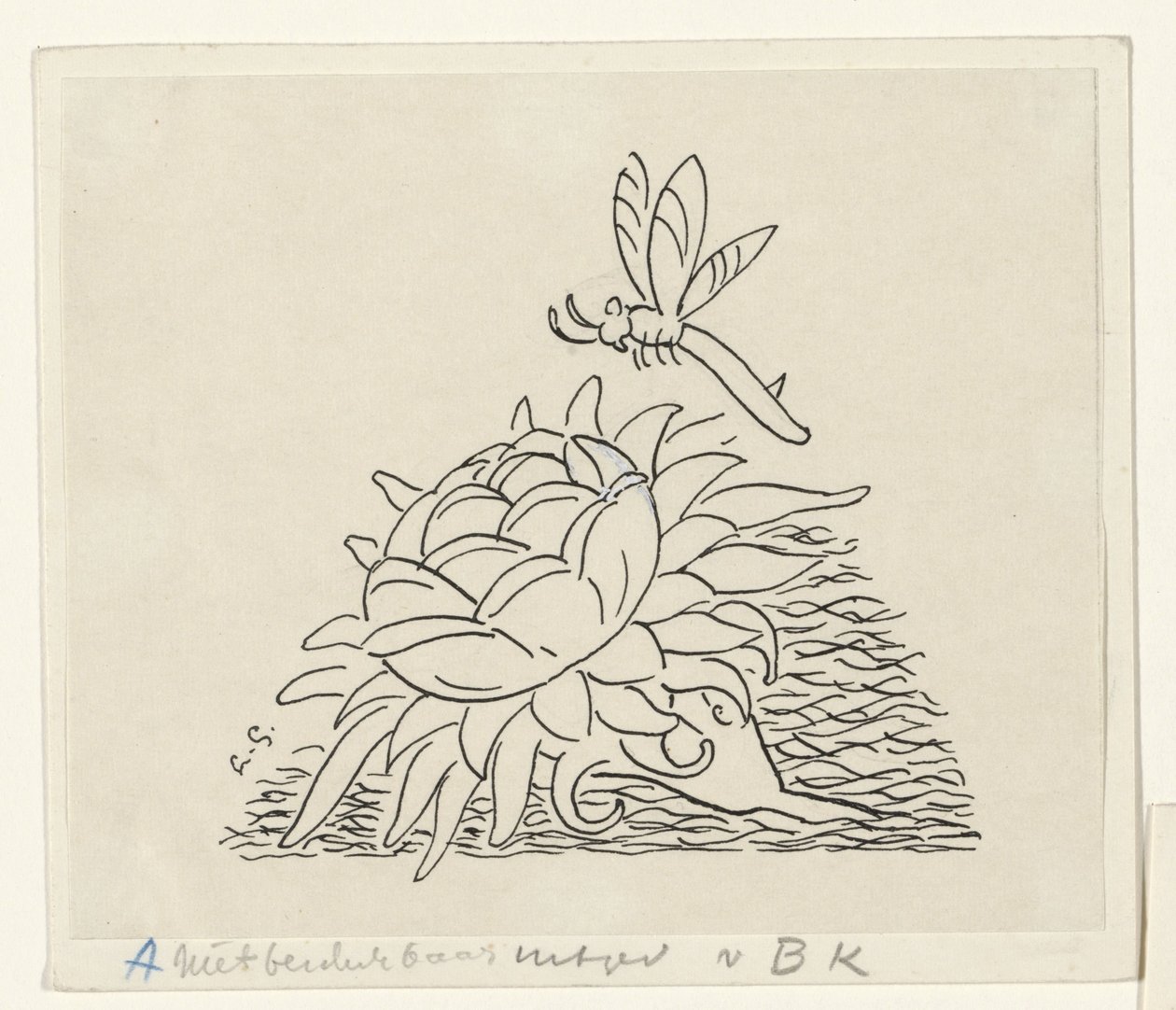 Bir yusufçuk ile çiçek by Leo Gestel (signed by artist)
