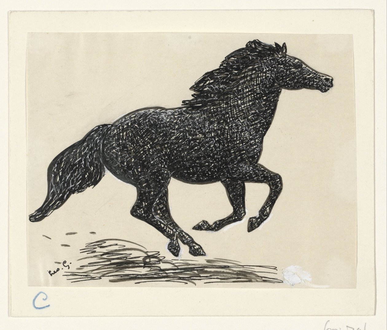 dört nala koşan at by Leo Gestel (signed by artist)