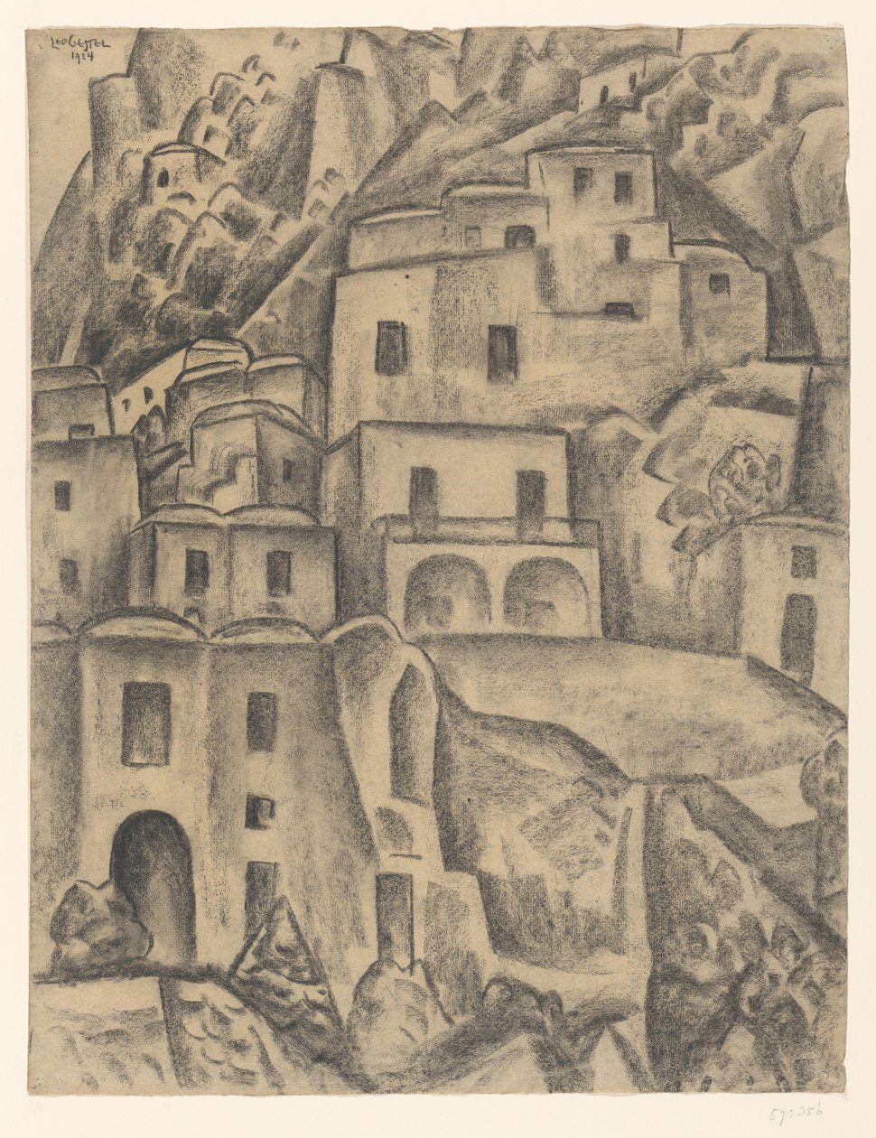 Dağ yamaçlarında evler by Leo Gestel (signed by artist)