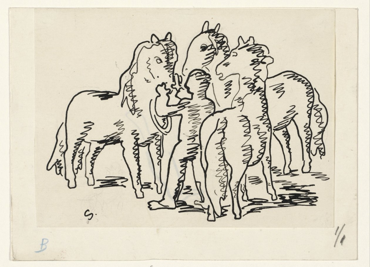 Üç atlı adam by Leo Gestel (signed by artist)