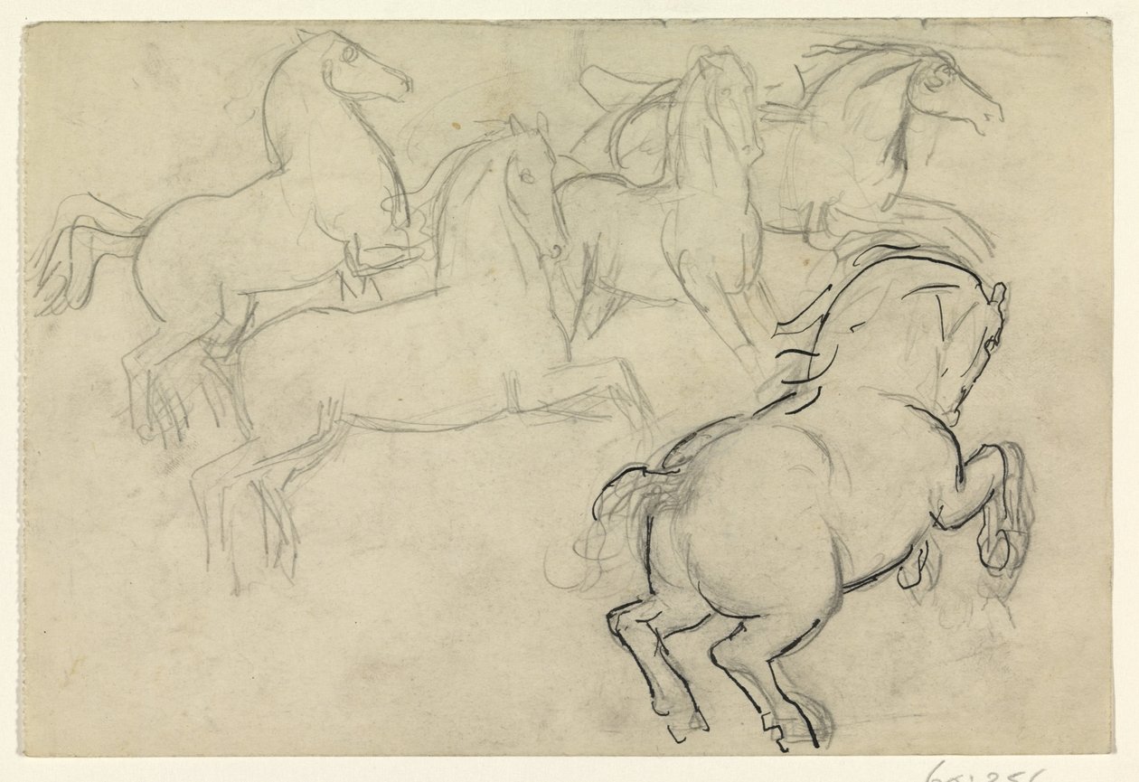 dört nala koşan atlar by Leo Gestel