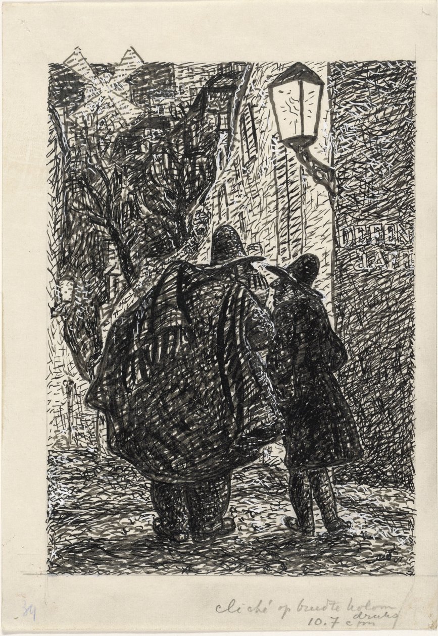 Karanlıkta sokakta iki adam by Leo Gestel