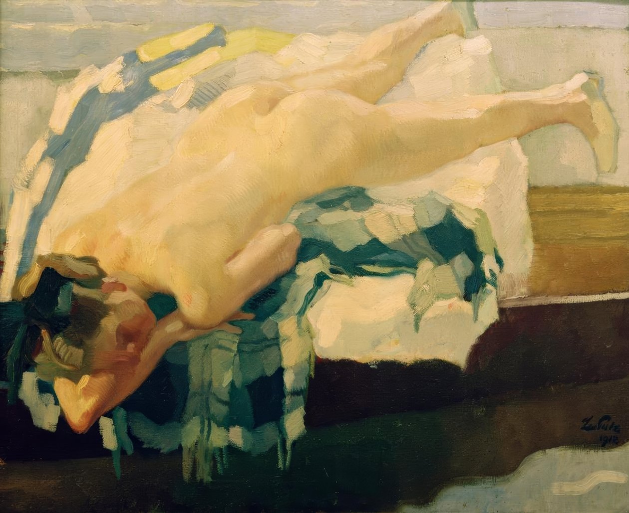 Teknede çıplak kadın by Leo Putz