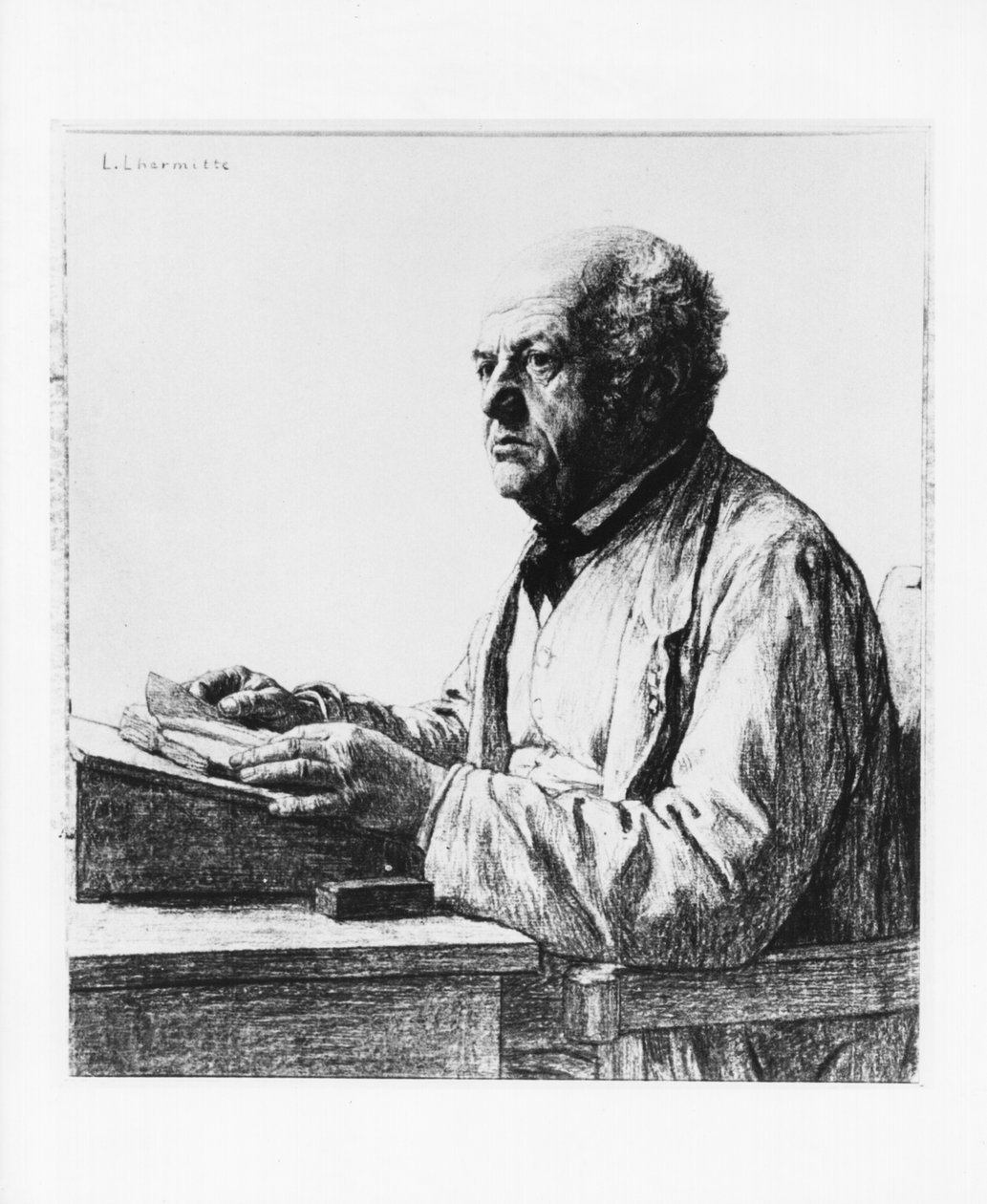 Sanatçının Babası (kağıt üzerinde karakalem) by Leon Augustin Lhermitte