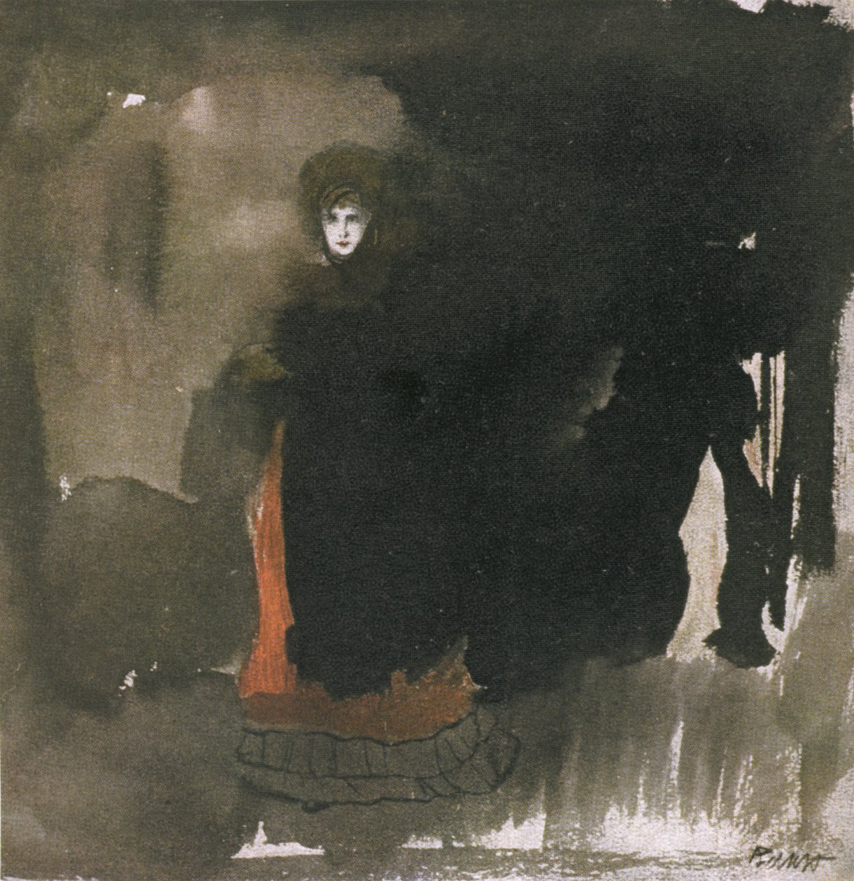 Kırmızı elbiseli kadın by Leon Bakst