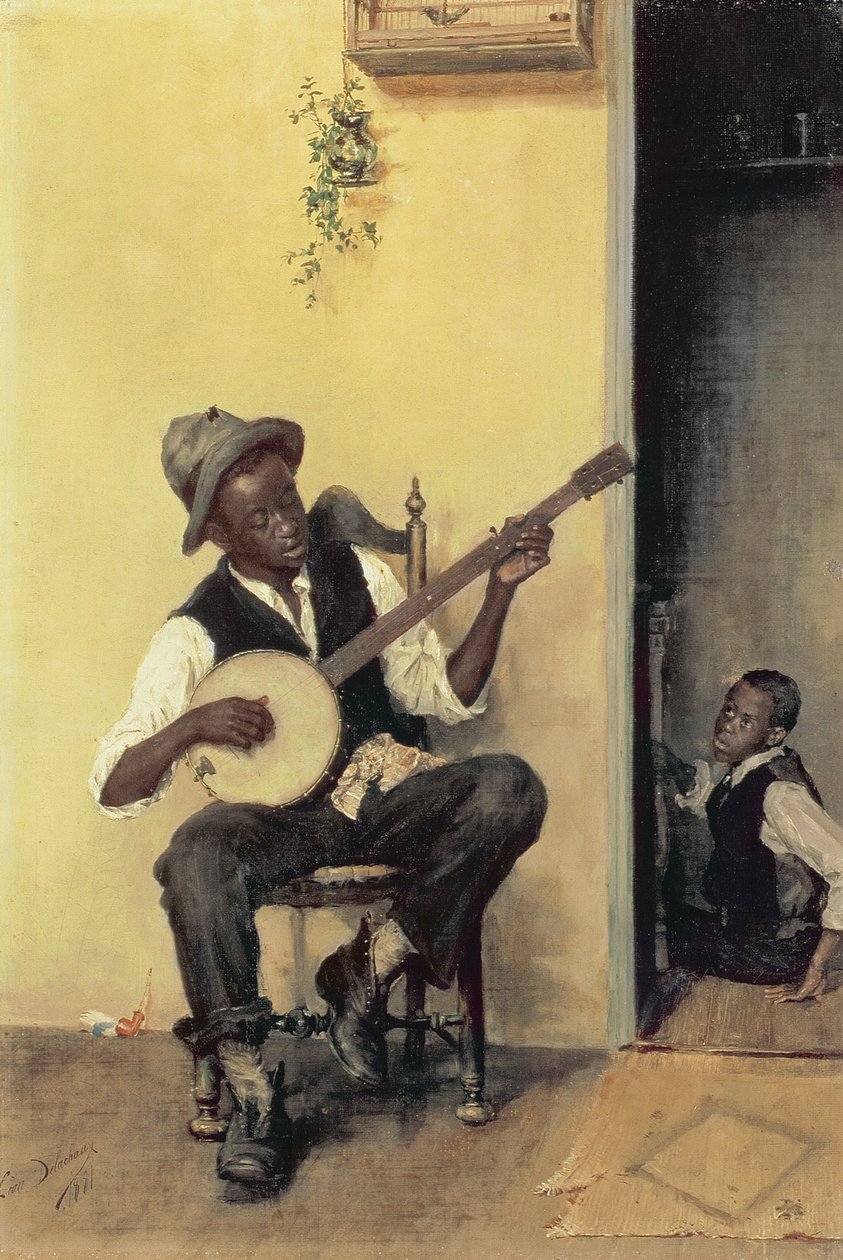 Banjo Oyuncusu, 1881 by Leon Delachaux
