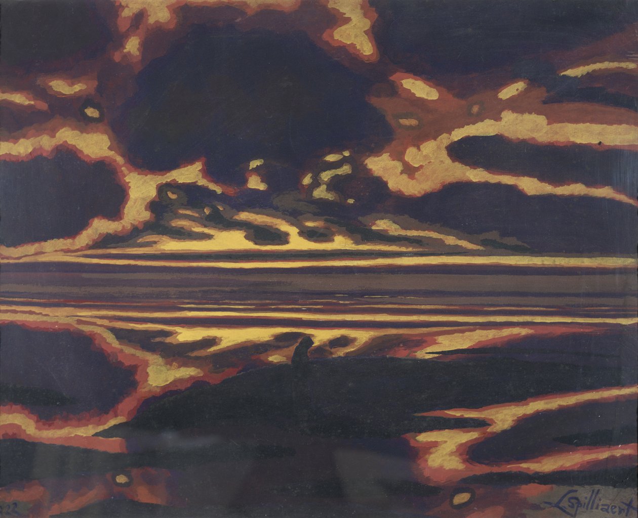 Batan Güneş ile Deniz Manzarası by Leon Spilliaert