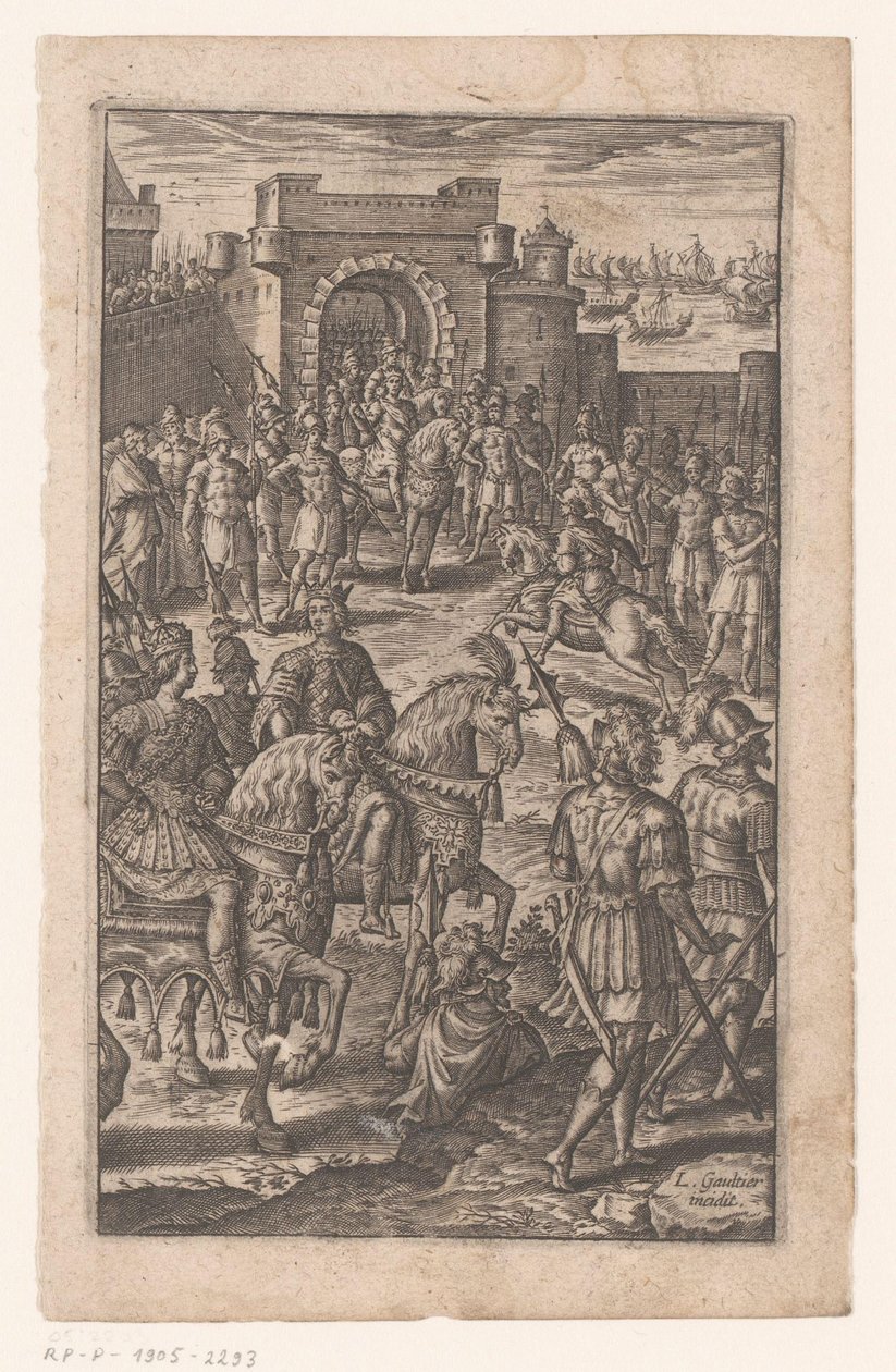 Şehir kapısında at sırtında kral by Leonard Gaultier