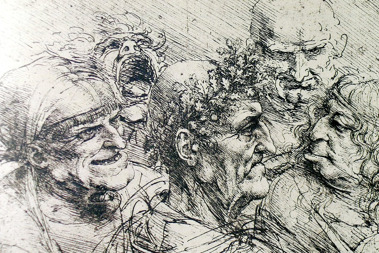 grotesk kafalar by Leonardo da Vinci