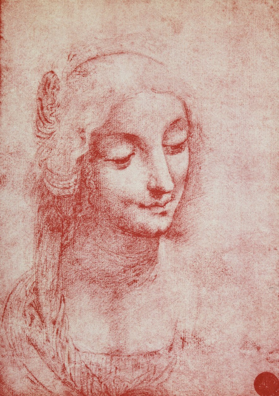 Bir Kadının Başı (kağıt üzerinde kırmızı tebeşir) by Leonardo da Vinci