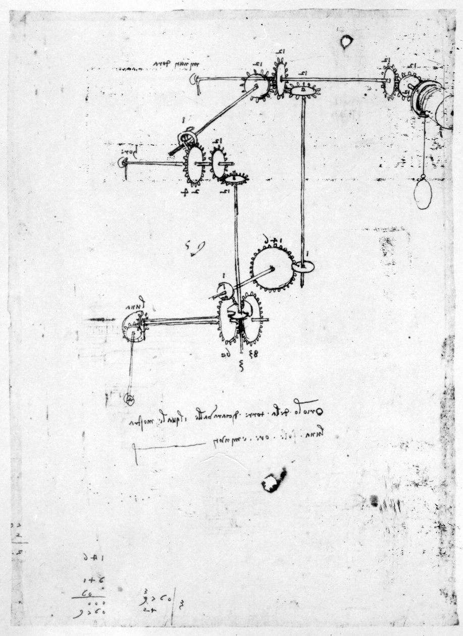 Makine tasarımları, fol. 399v-b (kağıt üzerine kalem ve mürekkep) by Leonardo da Vinci