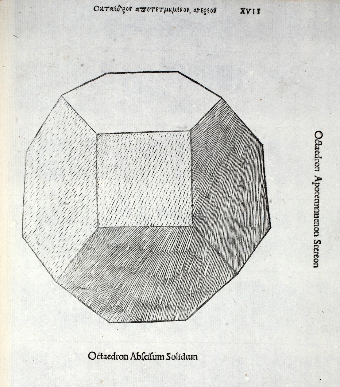 Octocedron katı kesilmiş, Luca Pacioli (c.1445-1517), orijinal yayınevi tarafından 