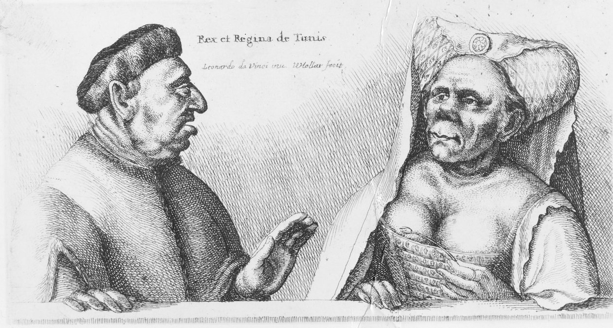 Tunuslu Rex ve Regina (kağıt üzerinde tebeşir) by Leonardo da Vinci
