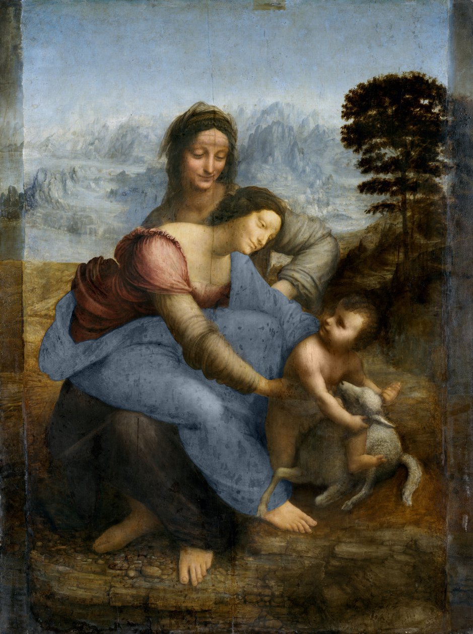 Anne ile Bakire ve Çocuk, c.1510 by Leonardo da Vinci