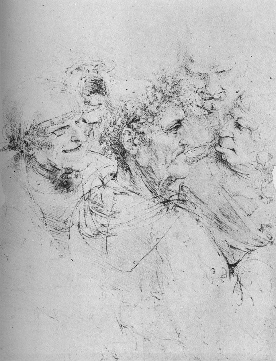 Beş Grotesk Kafa, c1480 1945 by Leonardo da Vinci