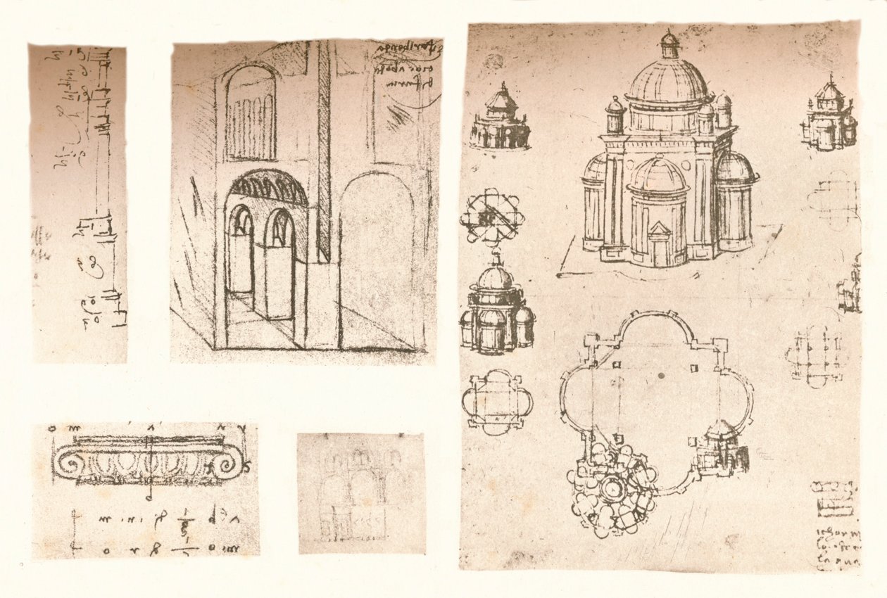 Beş mimari çizim, c1472-c1519 1883 by Leonardo da Vinci