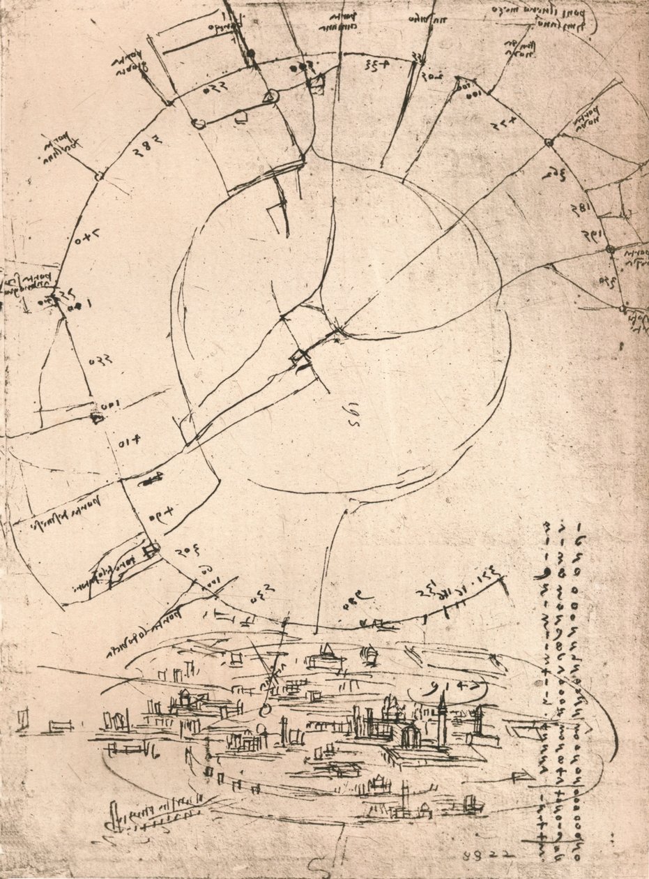 Milano kroki haritası, c1472-c1519 1883 by Leonardo da Vinci