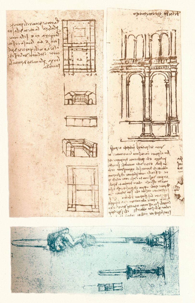 Üç mimari çizim, c1472-c1519 1883 by Leonardo da Vinci