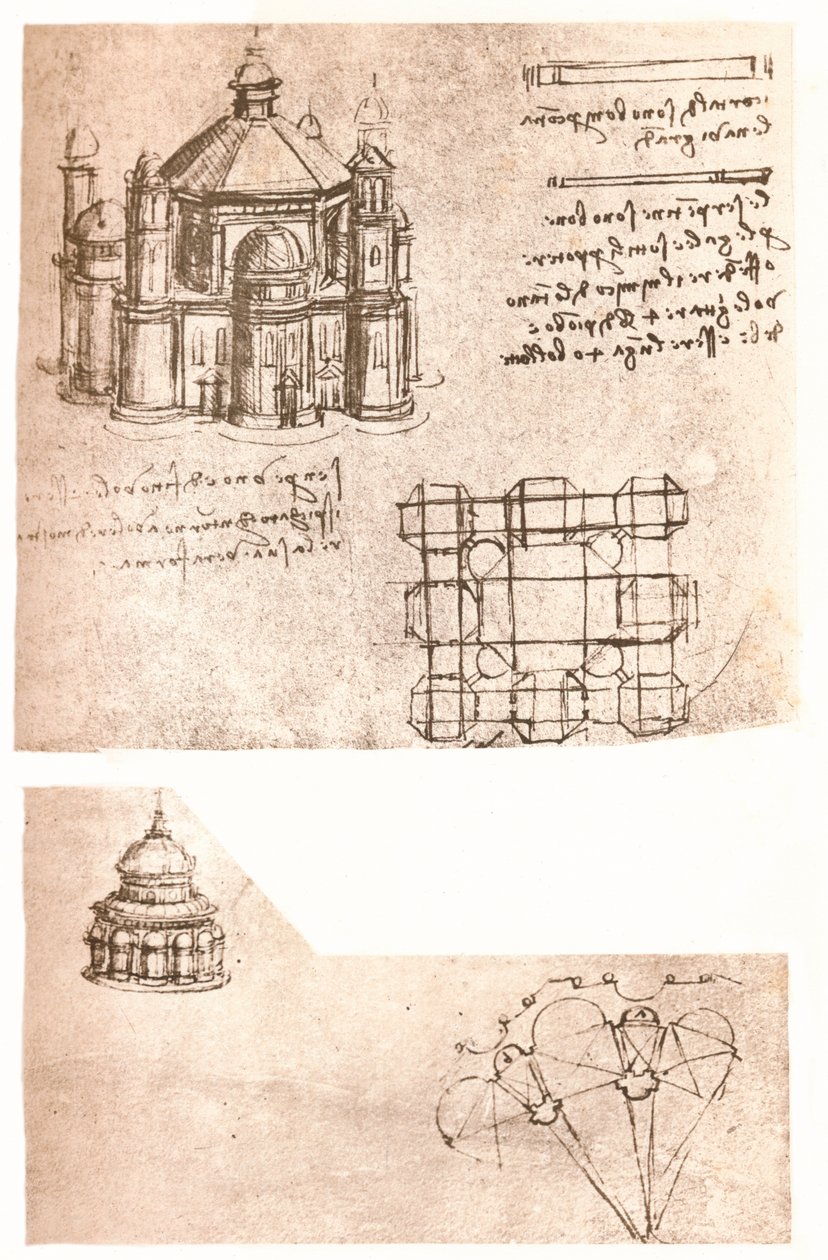 Kiliselerin iki çizimi, c1472-c1519 1883 by Leonardo da Vinci
