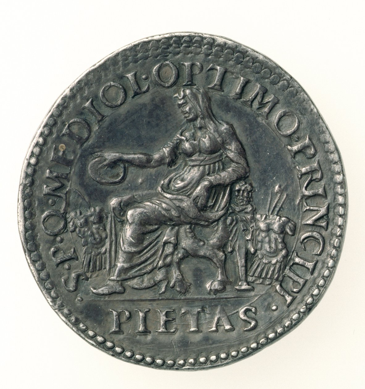 ಚಾರ್ಲ್ಸ್ V (1500-58) ಡ್ಯೂಕ್ ಆಫ್ ಮಿಲನ್‌ನ ಟೆಸ್ಟೋನ್, ಡೈನಿಂದ ಕೆತ್ತಲಾಗಿದೆ, 1535-56 (ಹಿಮ್ಮುಖ) (ಬೆಳ್ಳಿ) (ಆಬ್ವರ್ಸ್‌ಗಾಗಿ ನೋಡಿ 168054)ಟರ್ಕ್ by Leone Leoni