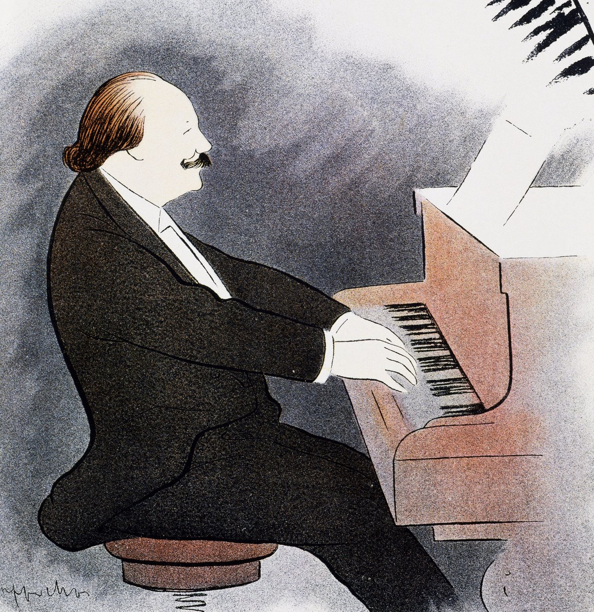 Jules Massenet piyano başında by Leonetto Cappiello