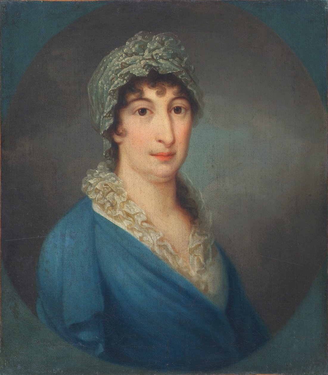 mavi elbiseli bayan by Leopold Blonder