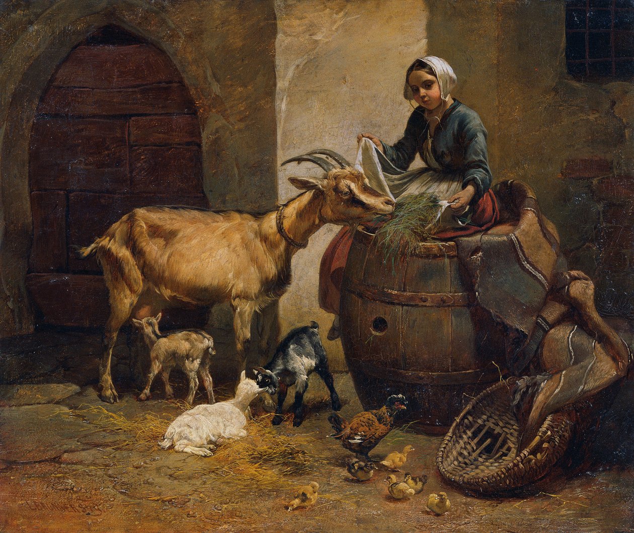 keçi ile kız by Leopold Brunner d. J.
