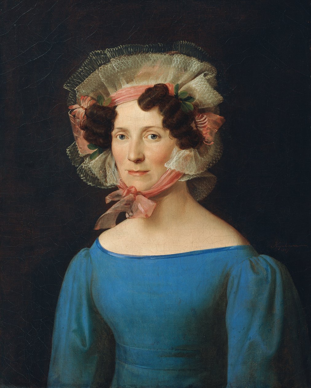 mavi elbiseli bayan by Leopold Kupelwieser