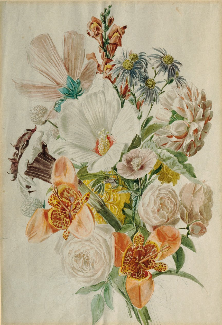 Hibiskus ve Zambaklar ile Buket by Leopold von Stoll