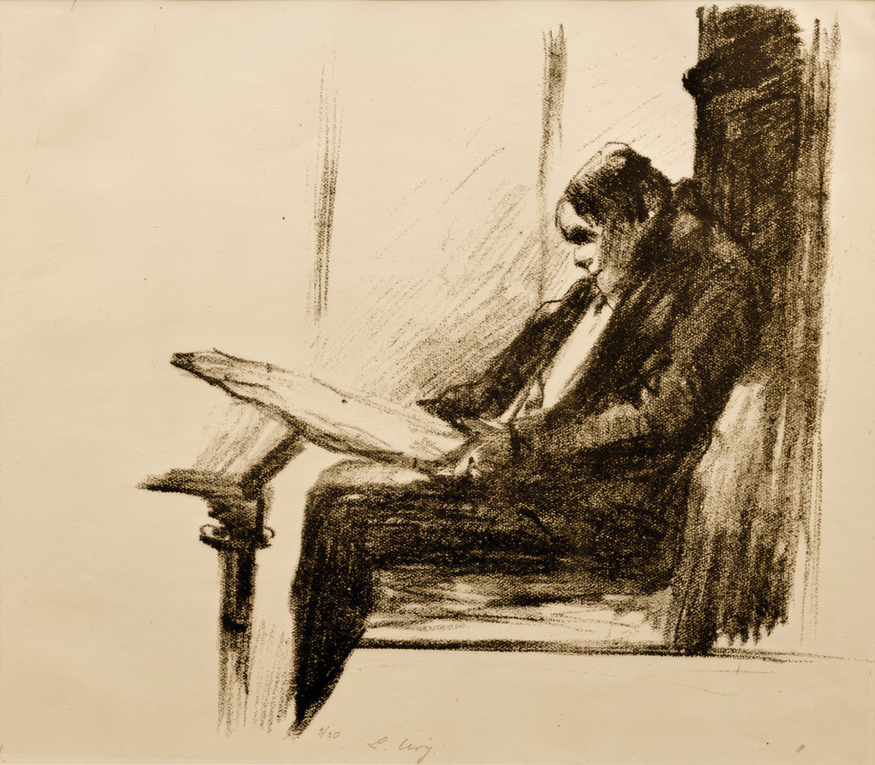 Gazete okuyucu by Lesser Ury