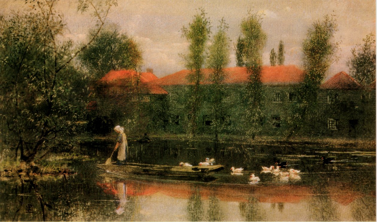 The Pond at William Morriss Works at Merton by Lexden L. Pocock