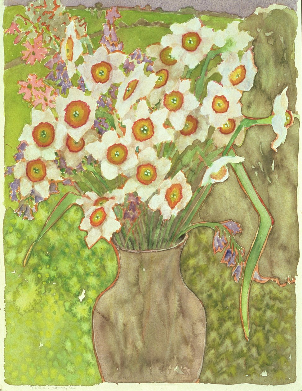 Jonquils, Alacakaranlıkta, 1999 (kağıt üzerinde wc) by Lillian Delevoryas