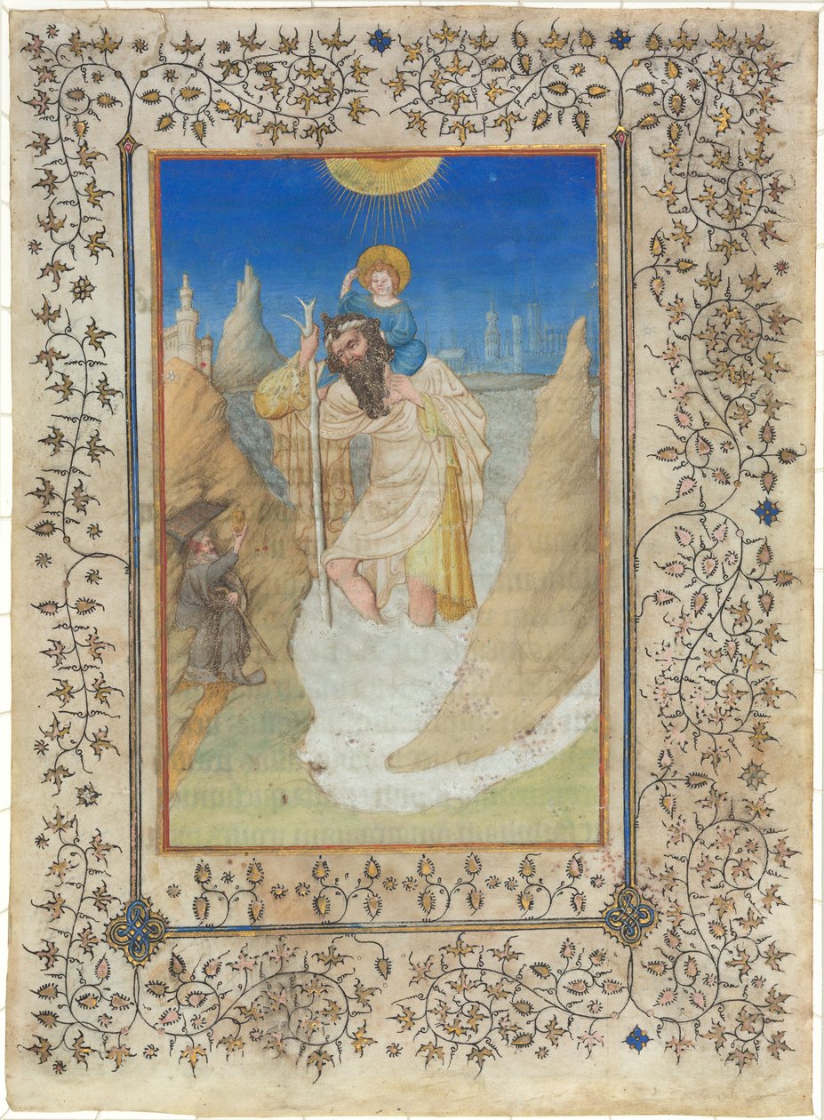 Aziz Christopher Mesih Çocuğunu Taşıyan by Limbourg Brothers