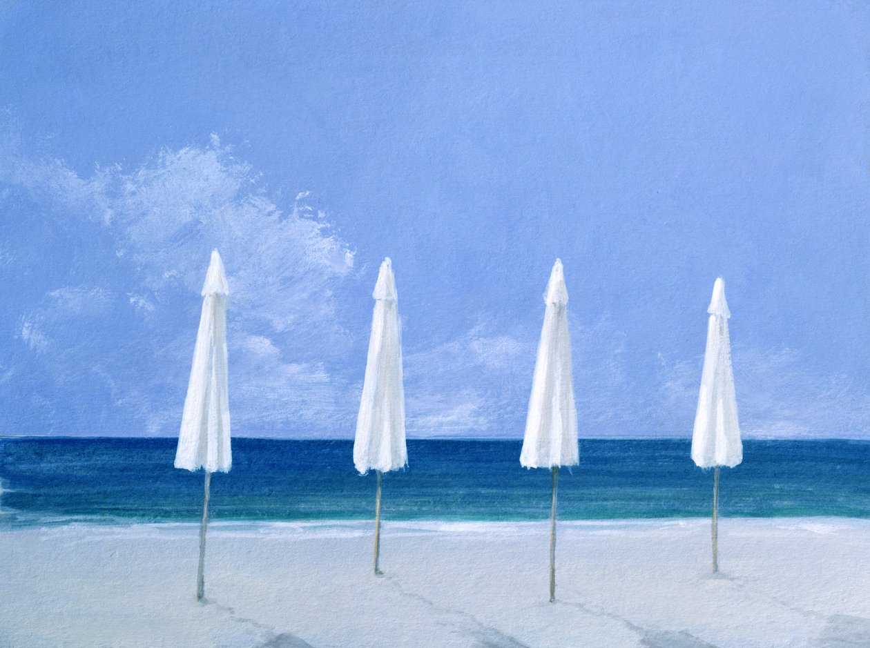 Plaj şemsiyeleri, 2005 (kağıt üzerine akrilik) by Lincoln Seligman