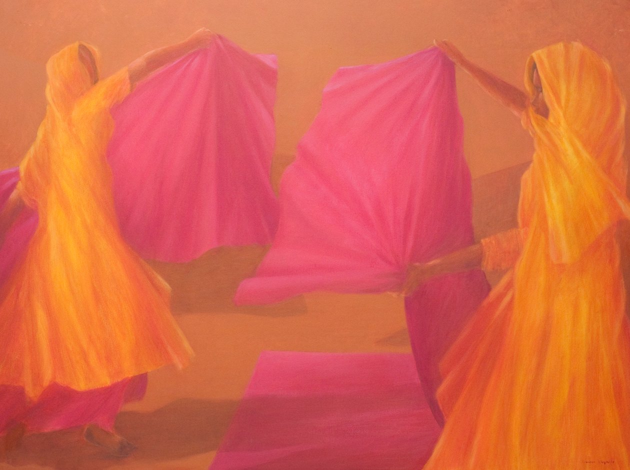 Katlanır Saris, 2010 (tuval üzerine akrilik) by Lincoln Seligman