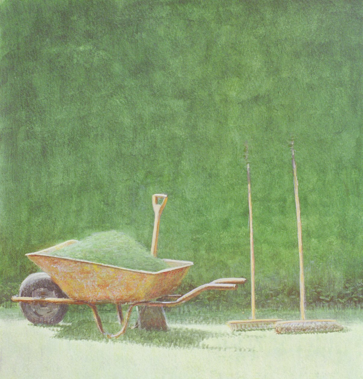 Gardening Natürmort, 1985 (kağıt üzerinde akrilik) by Lincoln Seligman