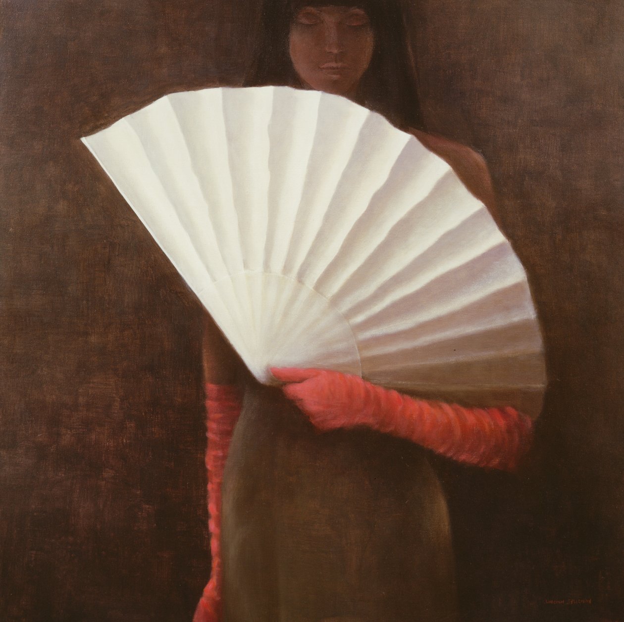 beyaz yelpazeli kız by Lincoln Seligman