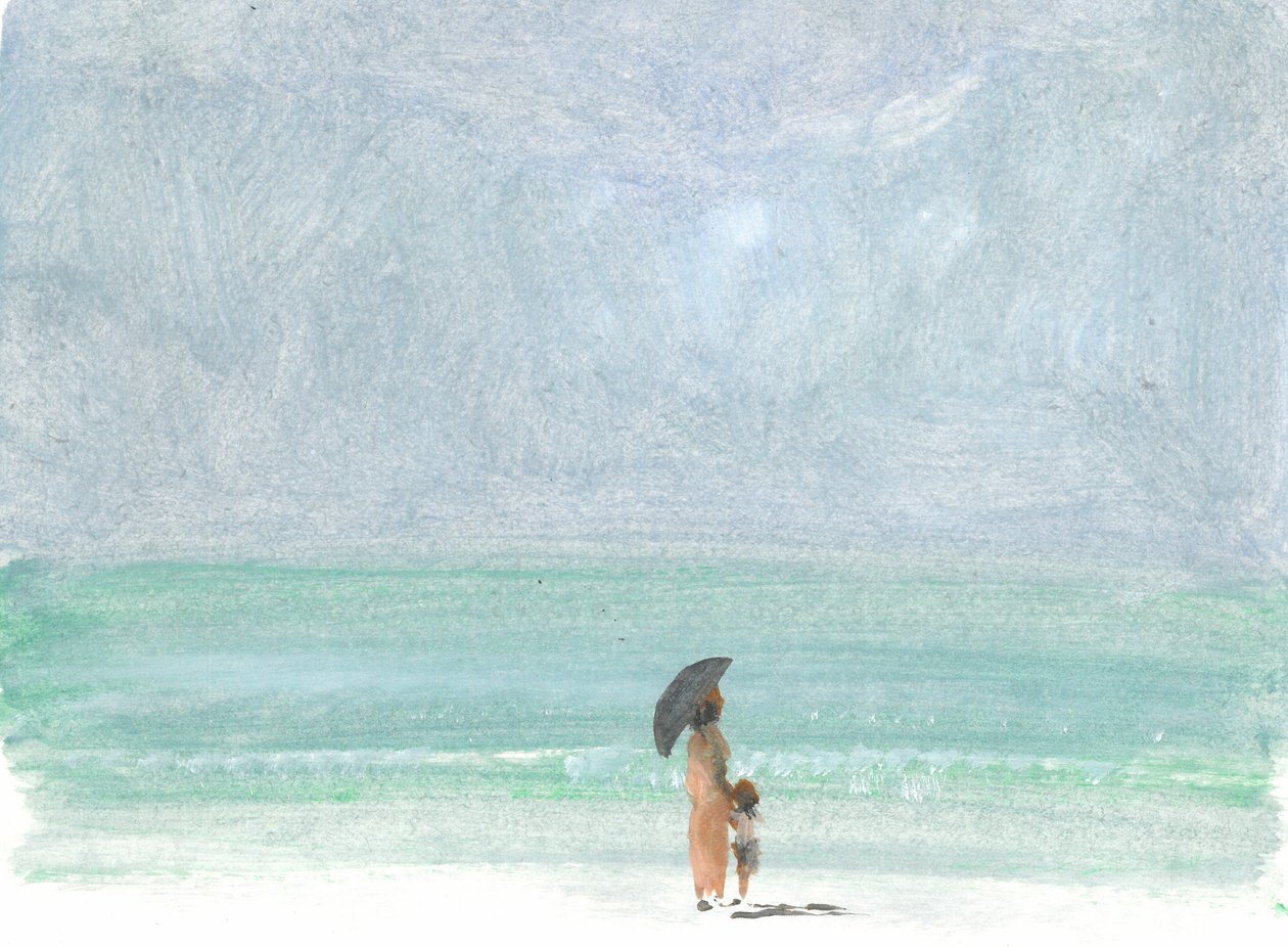 Anne ve Çocuk (kağıt üzerine akrilik) by Lincoln Seligman