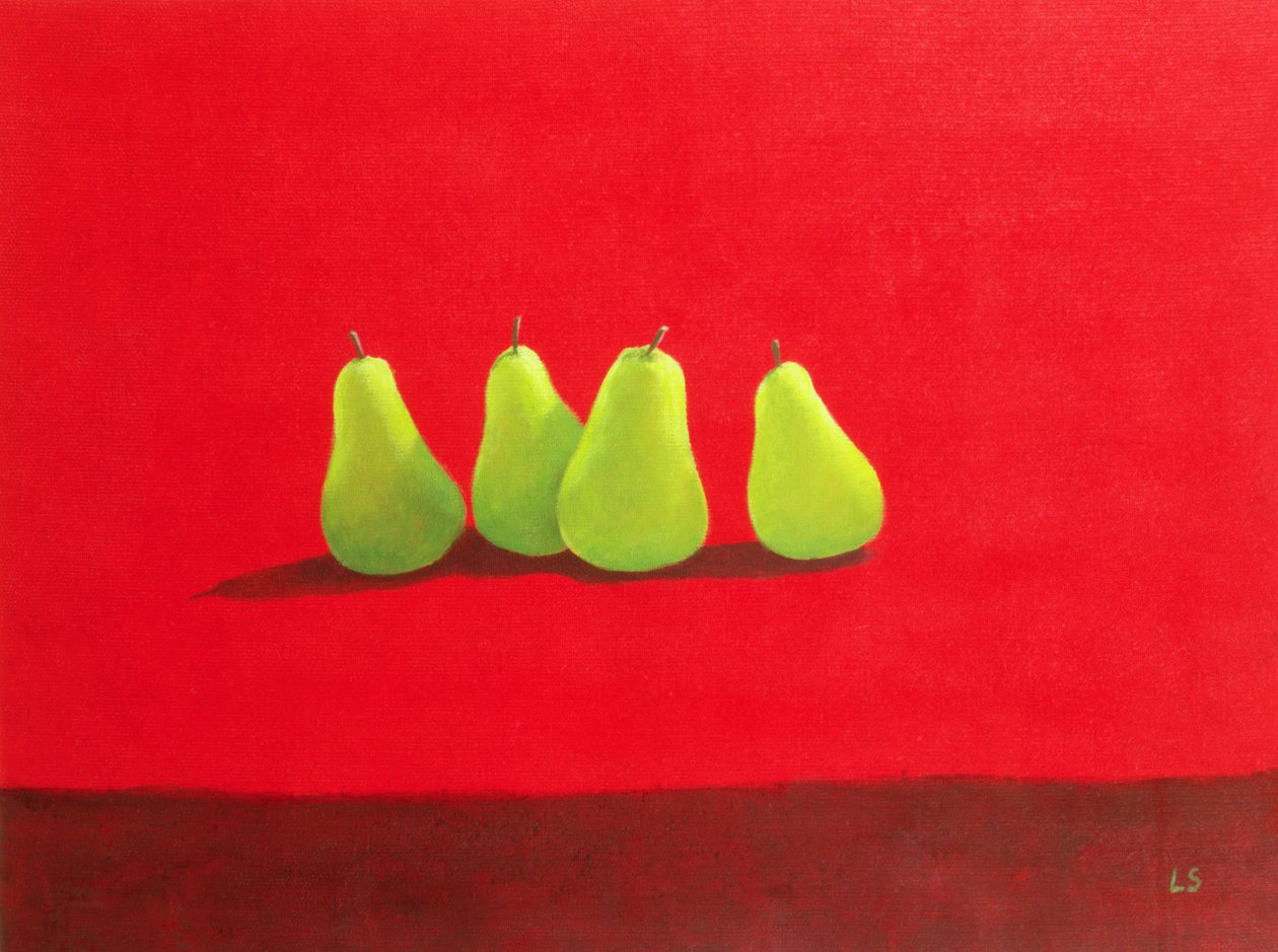 Kırmızı Kumaş Üzerine Armut by Lincoln Seligman