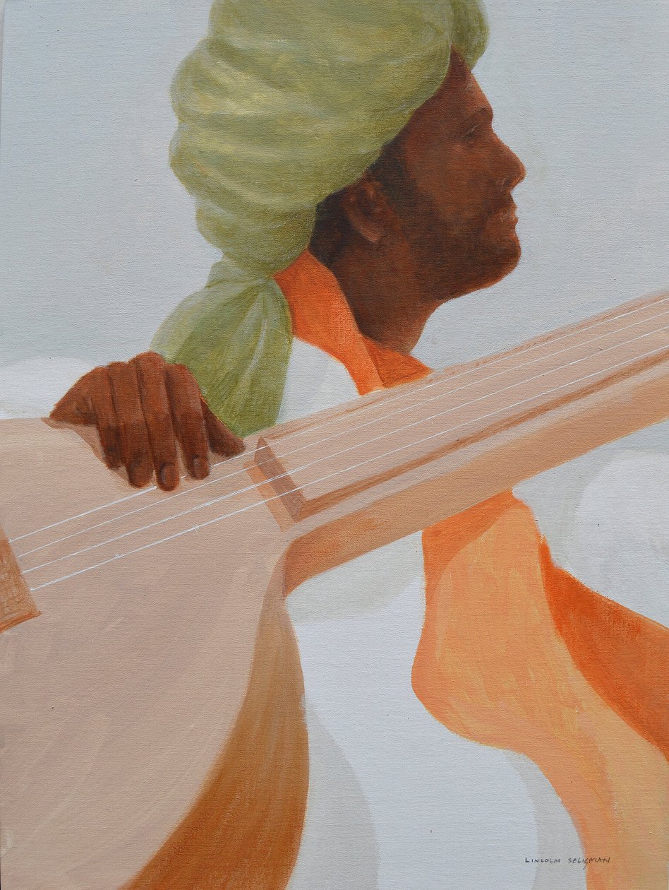 Sitar oyuncusu, yeşil türban by Lincoln Seligman