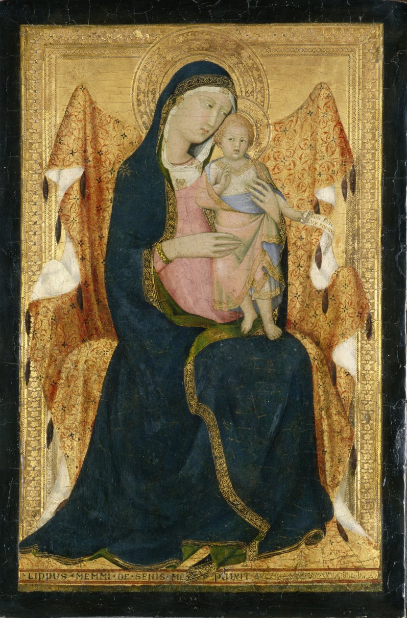 Enthroned Madonna with Child, 1340 dolayları (kavak ağacı üzerine tempera) by Lippo Memmi