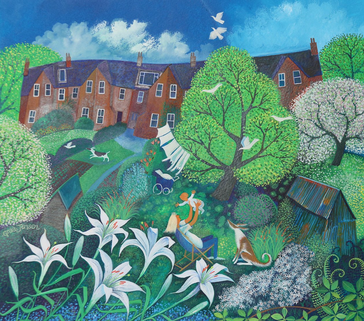 Haust á alþýðu, 2017, (akrýl á pappír) by Lisa Graa Jensen