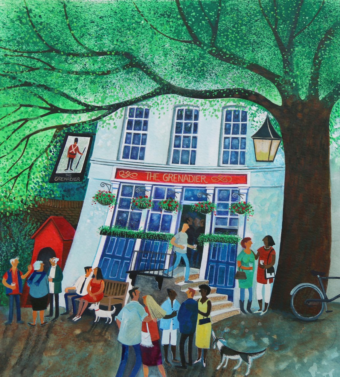 The Grenadier Pub 2018 (acrylics on paper) by Lisa Graa Jensen