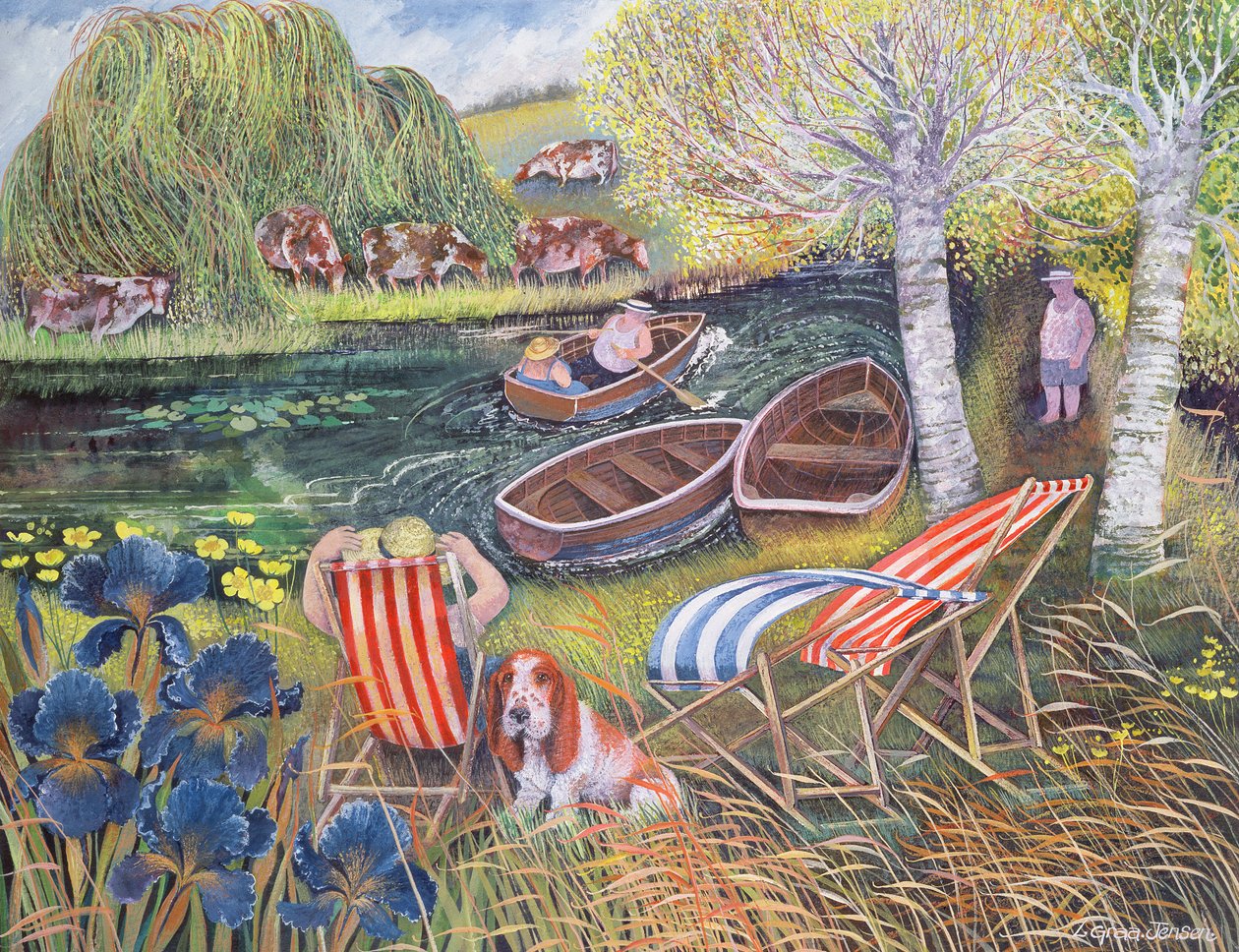 Breezy River, 1995 (akrilik mürekkep, guaj) by Lisa Graa Jensen