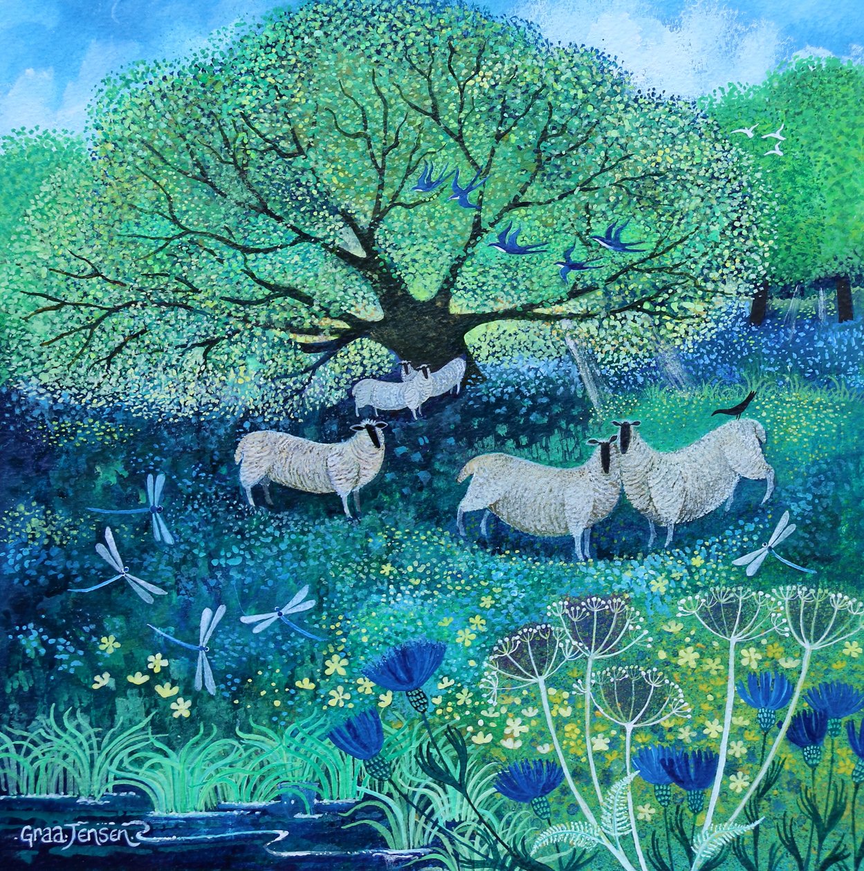 Dragonflies,2022,(kağıt üzerinde akrilik) by Lisa Graa Jensen