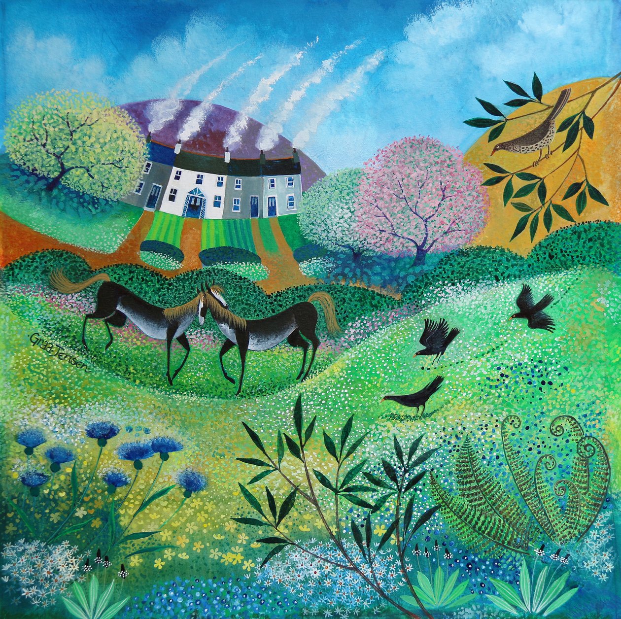 Kır çiçeği çayırı, 2020 (kağıt üzerinde akrilik) by Lisa Graa Jensen