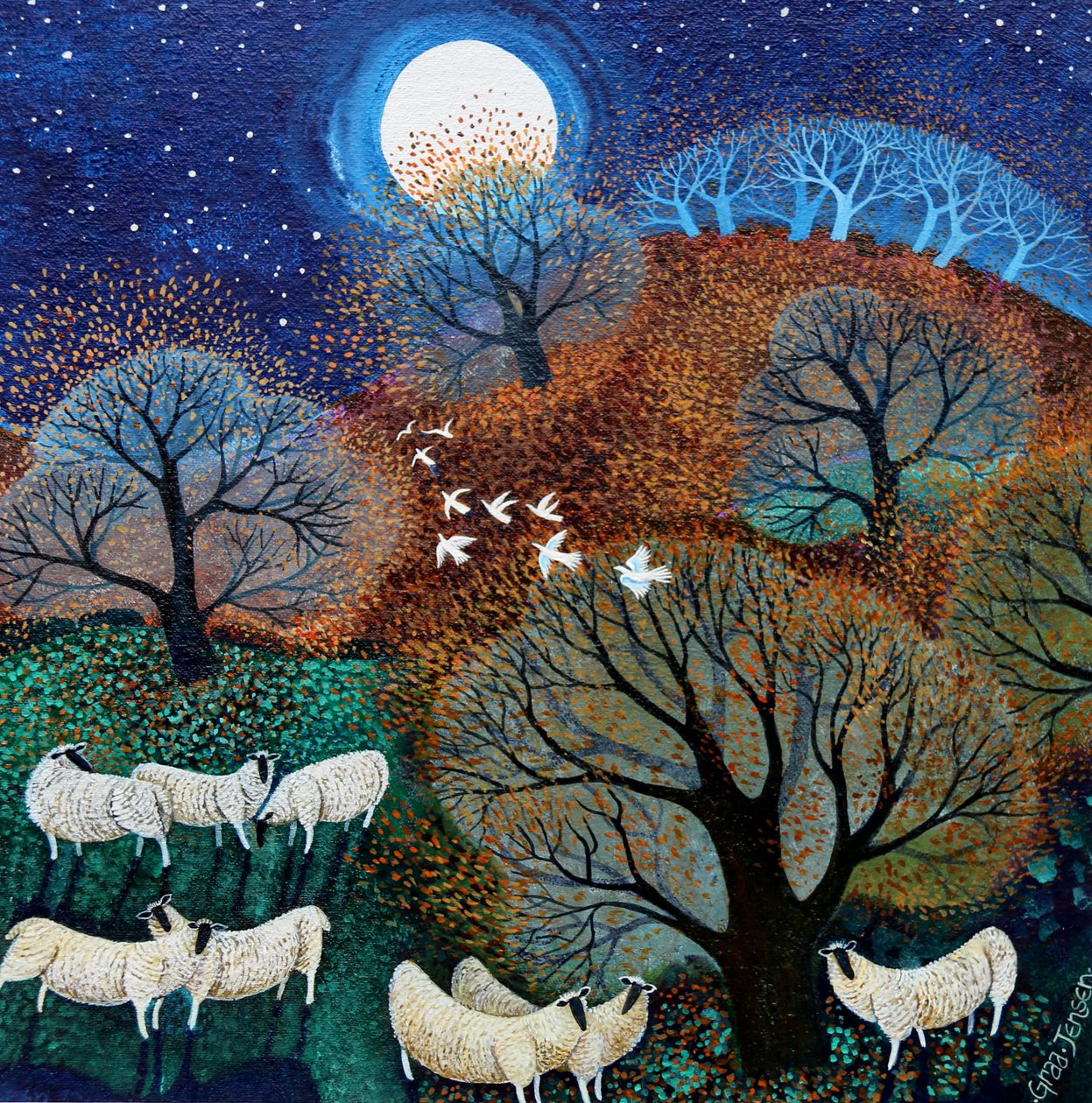 Rüzgarlı Koyun, 2022 (keten üzerine akrilik) by Lisa Graa Jensen